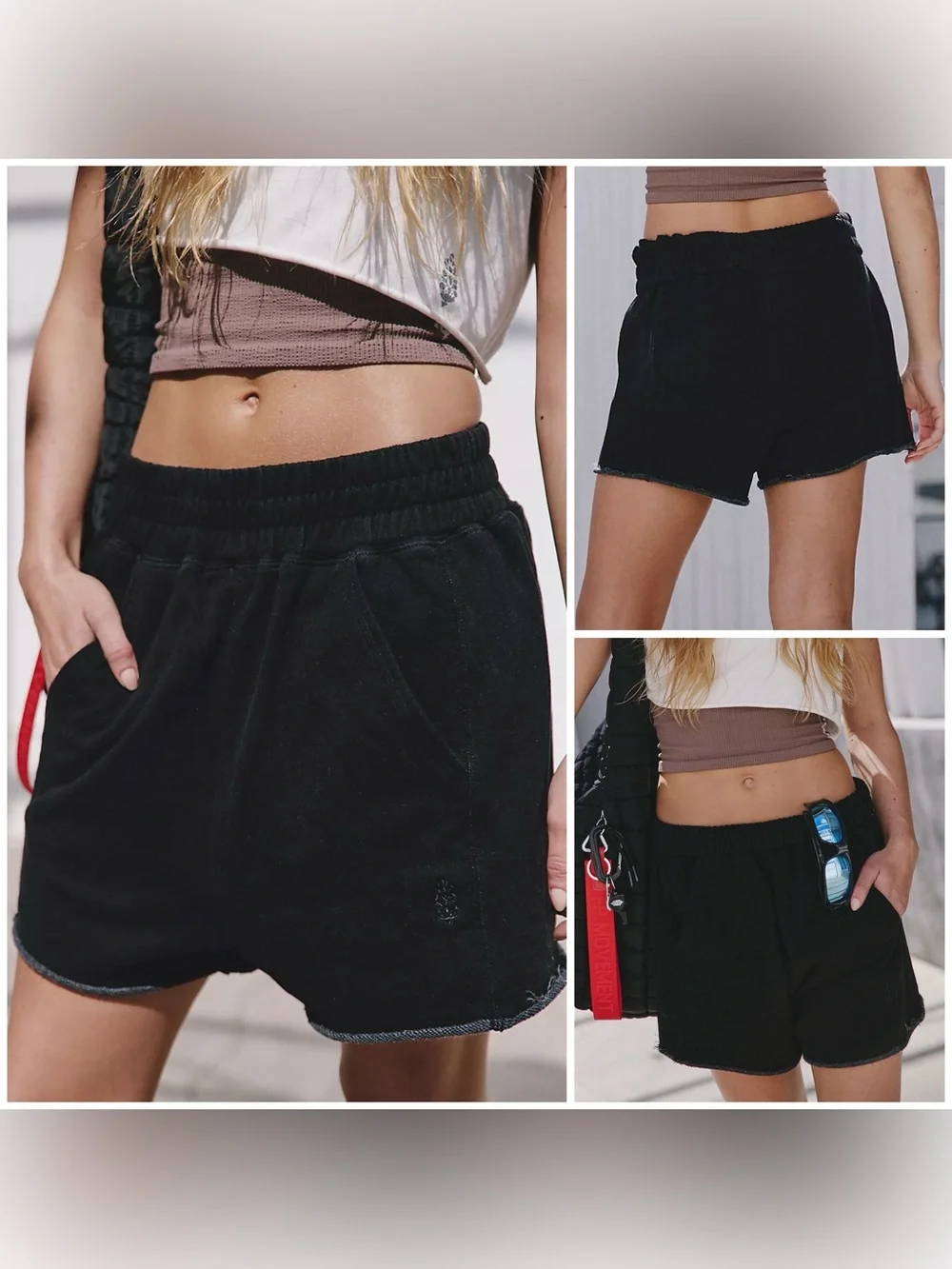 NWT Free People FP Movement All Star Solid Sweat Shorts - black - XS